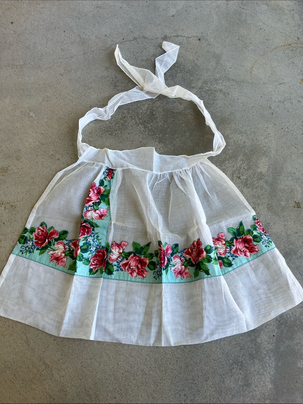 Vintage Arlene Sheer Floral Applique Apron
